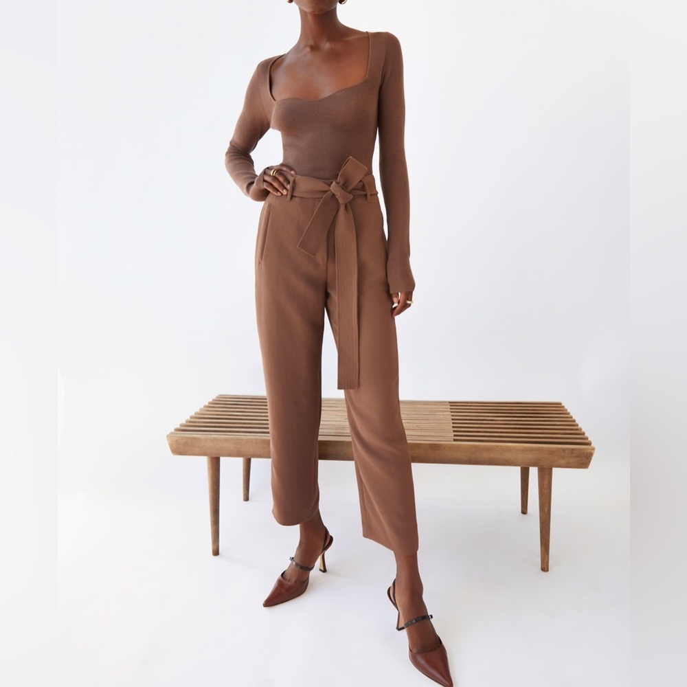 Aritzia Wilfred Tie-Front Pant Tan Dress Pants Trousers Size 4